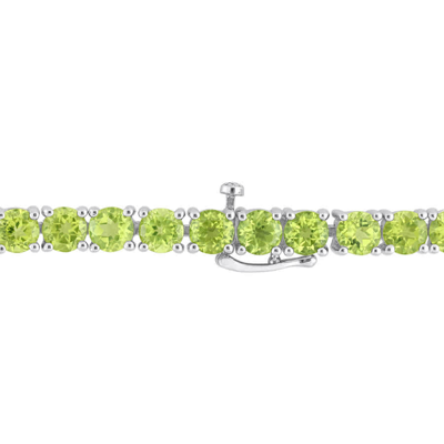 Amour 19 5/8 Ct Tgw Peridot Tennis Bracelet In Sterling Silver In White