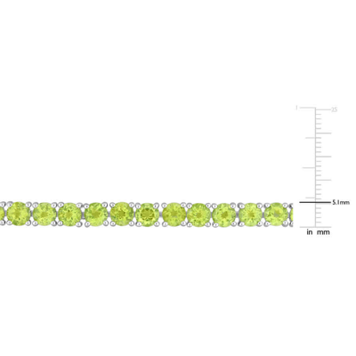 Amour 19 5/8 Ct Tgw Peridot Tennis Bracelet In Sterling Silver In White