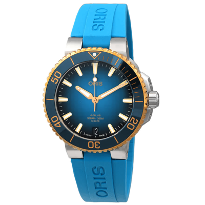 Shop Oris Aquis Mens Automatic Watch 01 400 7769 6355-07 4 22 75fc In Blue / Gold Tone