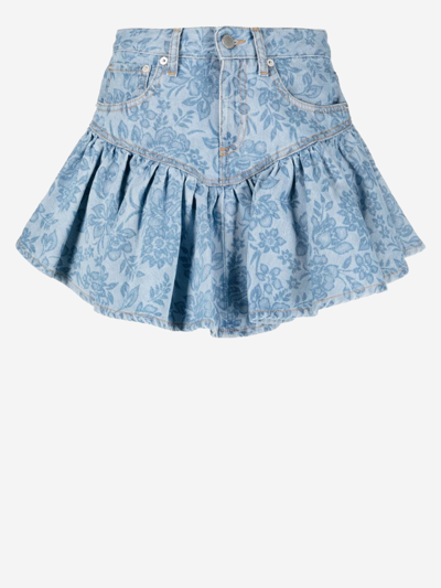 Shop Alessandra Rich Cotton Skirt In Blue