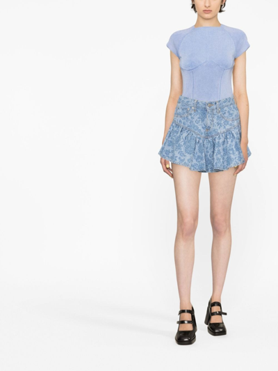 Shop Alessandra Rich Cotton Skirt In Blue