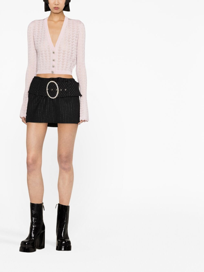 Shop Alessandra Rich Wool Skirt In Black