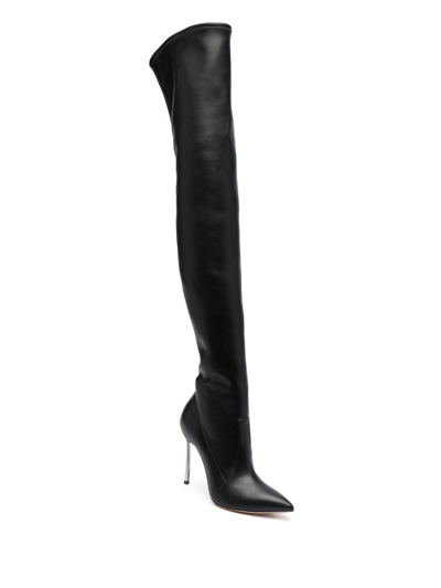 Shop Casadei Leather Boots In Black
