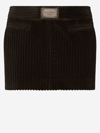 Shop Dolce & Gabbana Cotton Skirt In Black