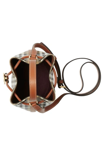 Burberry Mini Bucket Handbag With Monogram Detail In Vintage Chk/ Briar Brown