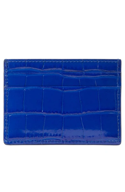 Shop Burberry Tb Monogram Croc Embossed Lether Card Case In Knight