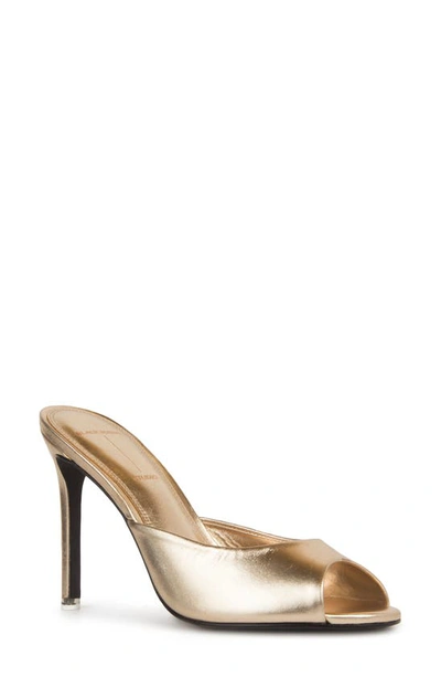 Shop Black Suede Studio Alessia Metallic Stiletto Sandal In Gold Crackled Leather