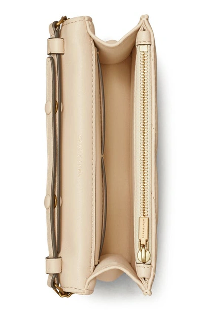 Shop Tory Burch Mini Kira Chevron Quilted Leather Top Handle Wallet On A Chain In New Cream
