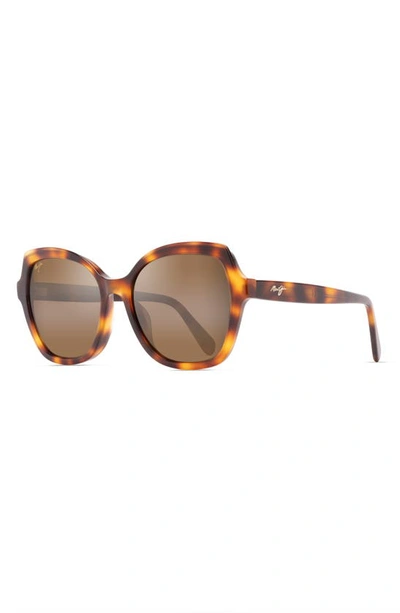 Maui Jim Mamane 55mm Polarizedplus2® Round Sunglasses In Tortoise