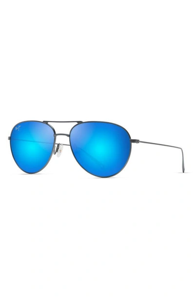 Maui Jim Walaka 57mm Polarizedplus2® Aviator Sunglasses In Dove Grey