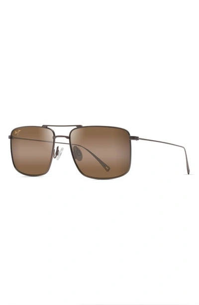 Maui Jim Aeko 55mm Polarizedplus2® Aviator Sunglasses In Satin Sepia