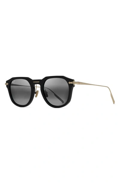 Maui Jim Alika 49mm Polarized Keyhole Sunglasses In Black With Gold
