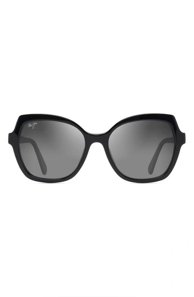 Maui Jim Mamane Mj Gs883-02 Geometric Polarized Sunglasses In Black Gloss