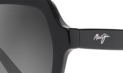 Maui Jim Mamane Mj Gs883-02 Geometric Polarized Sunglasses In Black Gloss