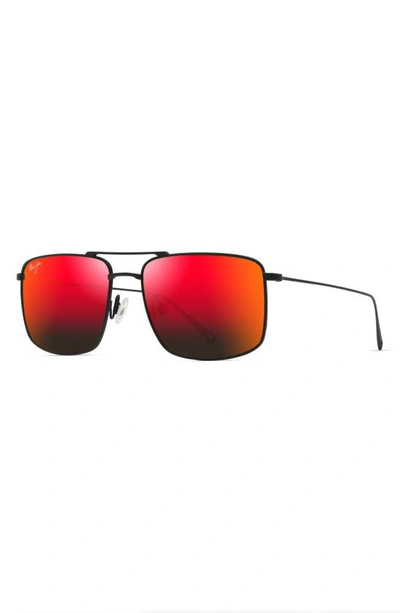 Shop Maui Jim Aeko 55mm Polarizedplus2® Aviator Sunglasses In Matte Black