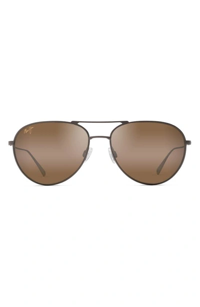 Shop Maui Jim Walaka 57mm Polarizedplus2® Aviator Sunglasses In Satin Sepia