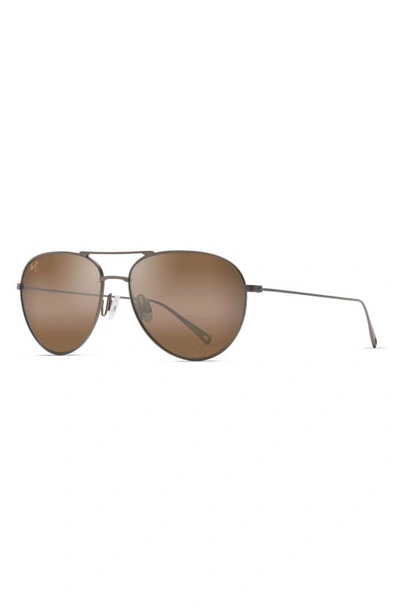 Shop Maui Jim Walaka 57mm Polarizedplus2® Aviator Sunglasses In Satin Sepia