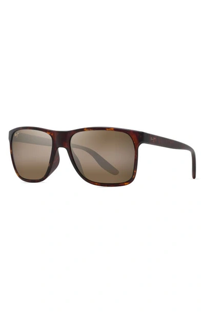 Shop Maui Jim Pailolo 58.5mm Polarized Rectangle Sunglasses In Matte Tortoise