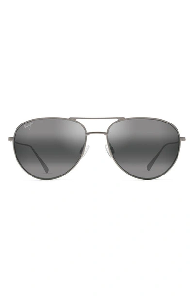 Shop Maui Jim Walaka 57mm Polarizedplus2® Aviator Sunglasses In Matte Titanium