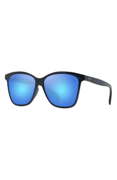 Maui Jim Liquid Sunshine 58mm Polarizedplus2® Square Sunglasses In Translucent Navy
