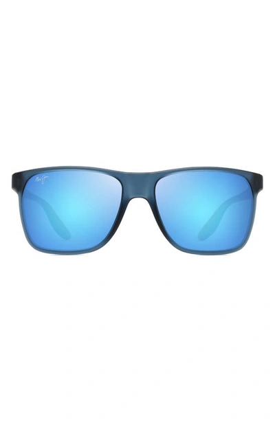 Shop Maui Jim Pailolo 58mm Polarizedplus2® Rectangular Sunglasses In Matte Navy