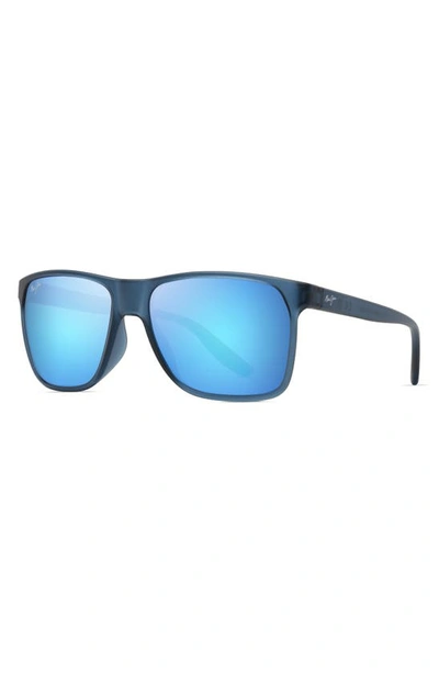 Shop Maui Jim Pailolo 58mm Polarizedplus2® Rectangular Sunglasses In Matte Navy