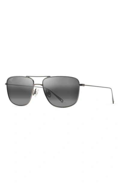 Maui Jim Mikioi 54mm Polarizedplus2® Aviator Sunglasses In Matte Titanium
