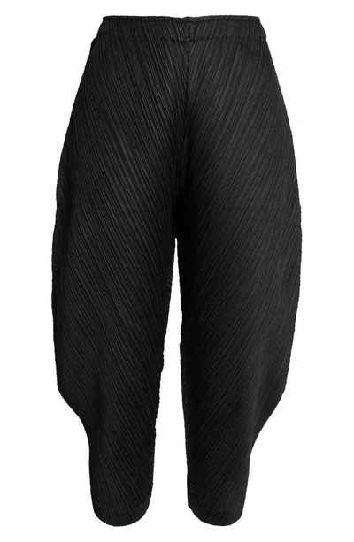 Shop Issey Miyake Thicker Bottoms 1 Pleated High Waist Crop Pants In Black