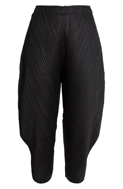 Issey Miyake Thicker Bottoms 1 Pleated High Waist Crop Pants In Black