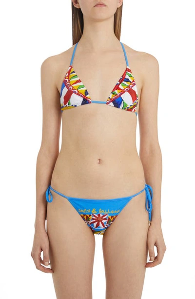 Shop Dolce & Gabbana Colorful Two-piece Swimsuit In Blue Multicolor