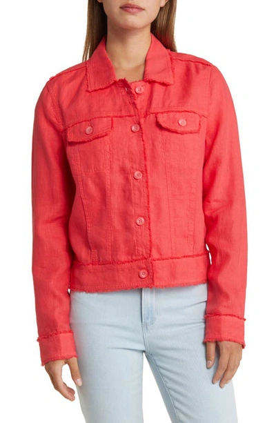 Tommy Bahama Two Palms Linen Raw Edge Jacket In Orange Flame