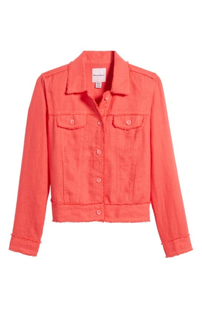 Tommy Bahama Two Palms Linen Raw Edge Jacket In Orange Flame