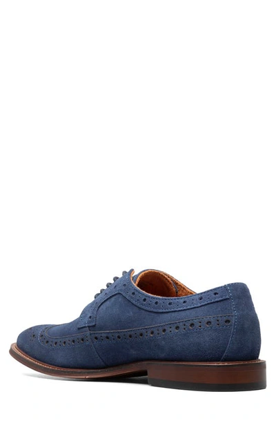 Shop Stacy Adams Marligan Wingtip Derby In Navy Suede