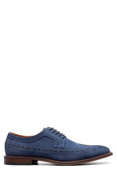 Shop Stacy Adams Marligan Wingtip Derby In Navy Suede