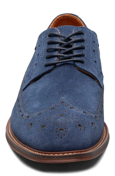 Shop Stacy Adams Marligan Wingtip Derby In Navy Suede