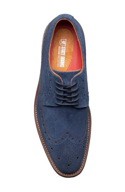 Stacy Adams Marligan Wingtip Derby In Navy Suede