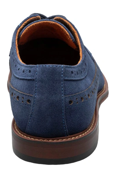 Shop Stacy Adams Marligan Wingtip Derby In Navy Suede