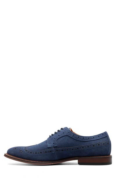 Shop Stacy Adams Marligan Wingtip Derby In Navy Suede