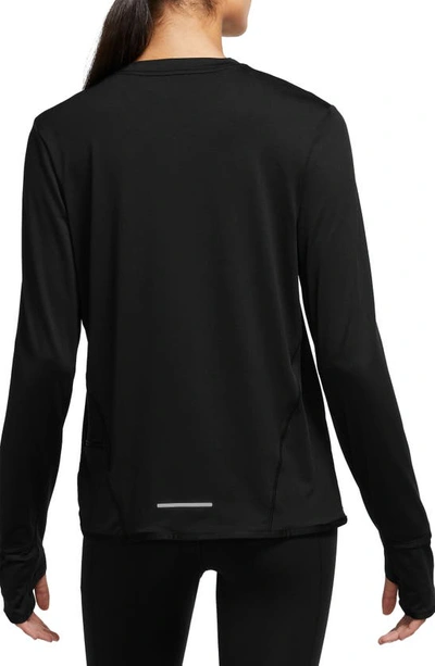 Shop Nike Dri-fit Swift Element Uv Running Top In Black/ Reflective Silv