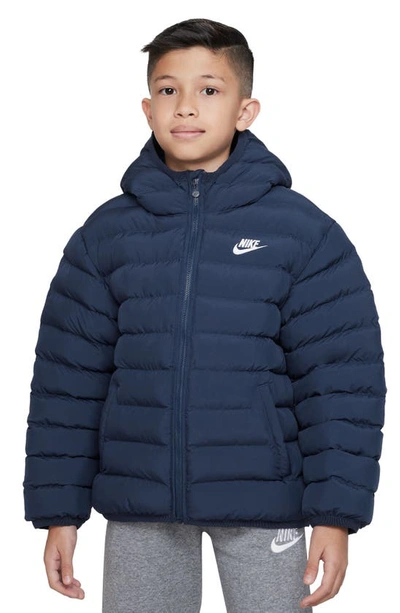 Shop Nike Kids' Sportswear Insulated Puffer Jacket In Midnight Navy/ White