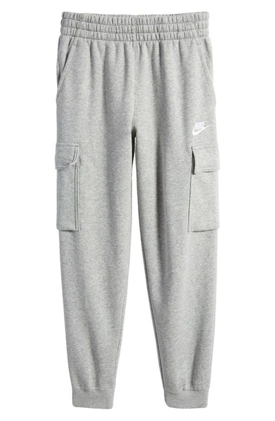 Shop Nike Kids' Sportswear Club Fleece Cargo Joggers In Grey Htr/ Base Grey/ White