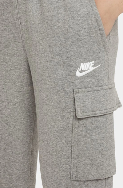 Shop Nike Kids' Sportswear Club Fleece Cargo Joggers In Grey Htr/ Base Grey/ White