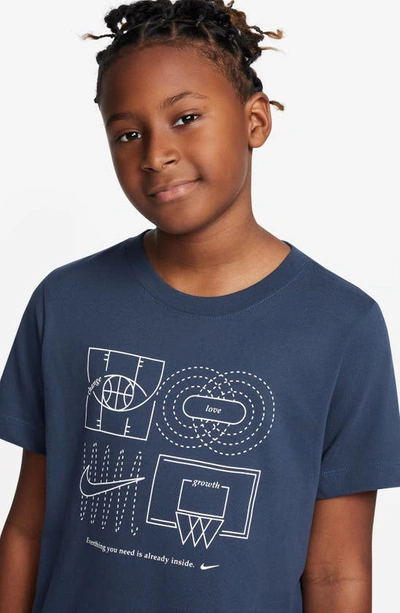 Shop Nike Kids' Sportswear Culture Of Basketball Graphic T-shirt In Midnight Navy