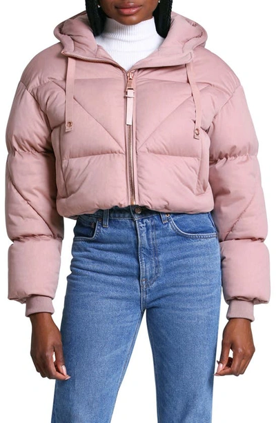 Shop Avec Les Filles Thermal Puff™ Cropped Water Resistant Puffer Jacket In Clay