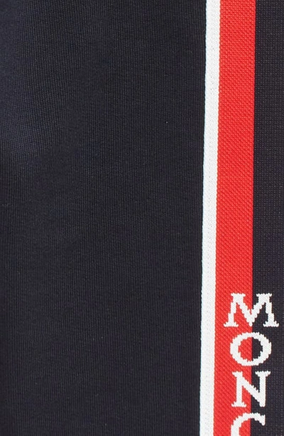 Shop Moncler Kids' Logo Stripe Cotton Sweatpants In Navy
