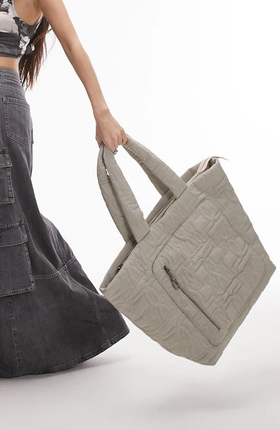 Topshop Nyla Nylon Tote Bag Stone-neutral In Beige