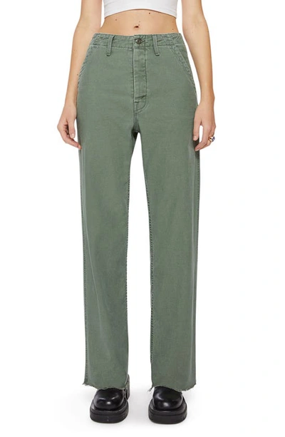 Shop Mother The Major Sneak Frayed High Waist Wide Leg Pants In Roger That