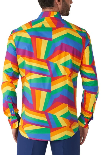 Opposuits Zigzag Rainbow Stretch Button-up Shirt In Rainbow