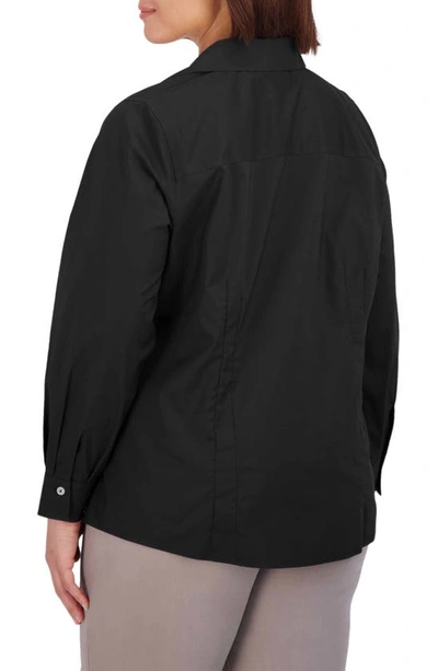 Foxcroft Taylor Long Sleeve Stretch Button-up Shirt In Black