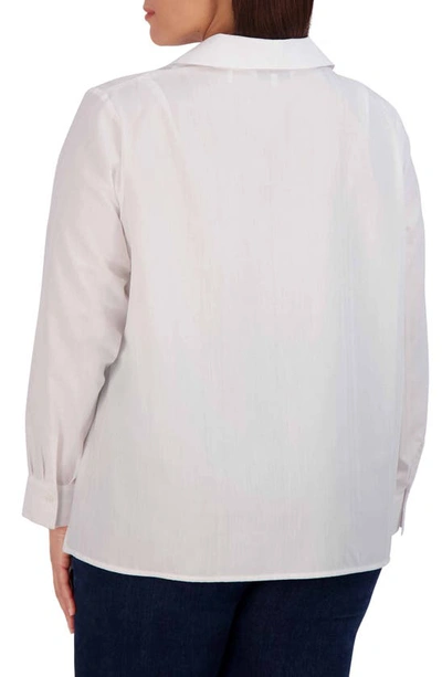 Shop Foxcroft Sophia Tonal Stripe Tunic Top In White